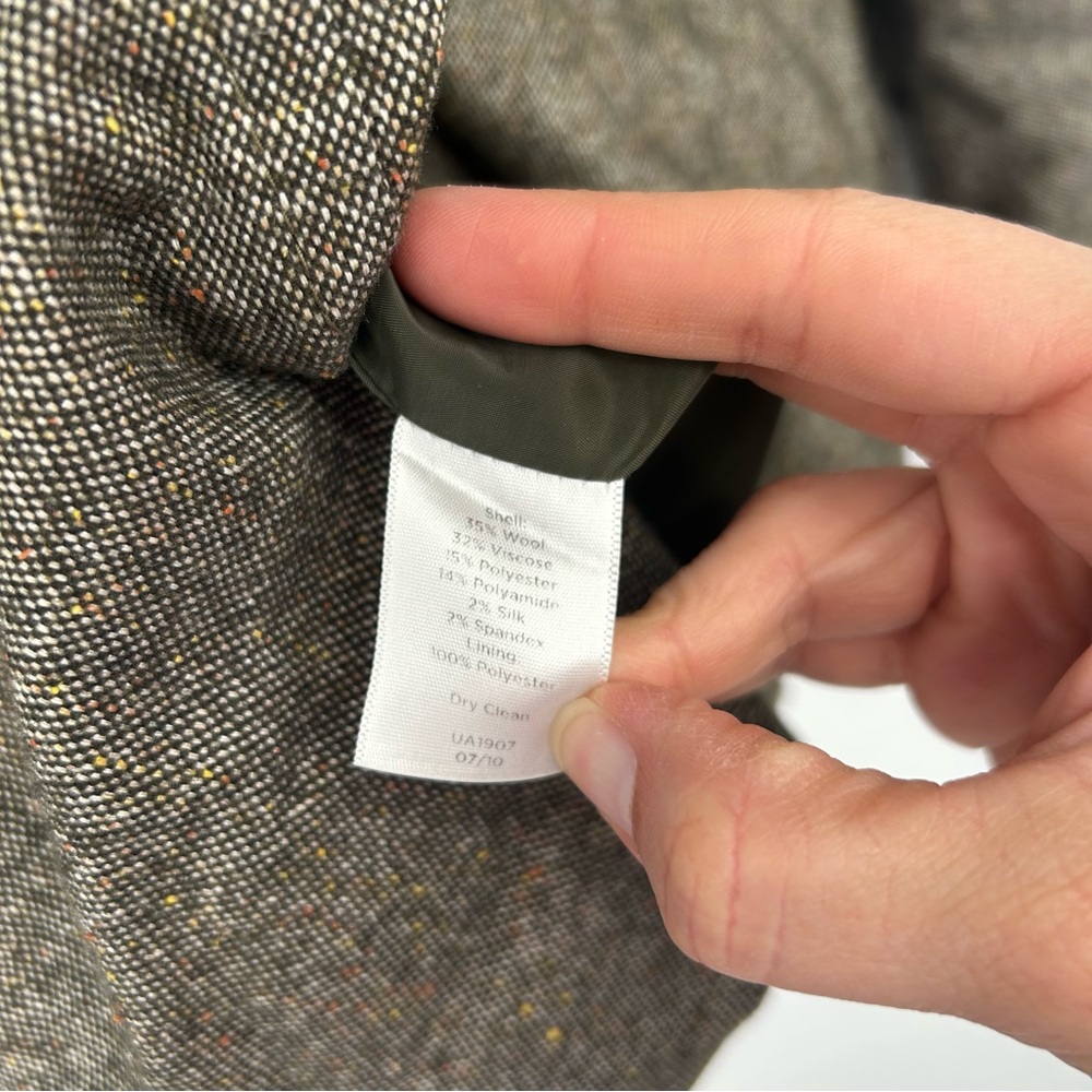 Talbots Green Brown Academic Wool Blend One Button Blazer Sz 16W Business Casual - Picture 6 of 8